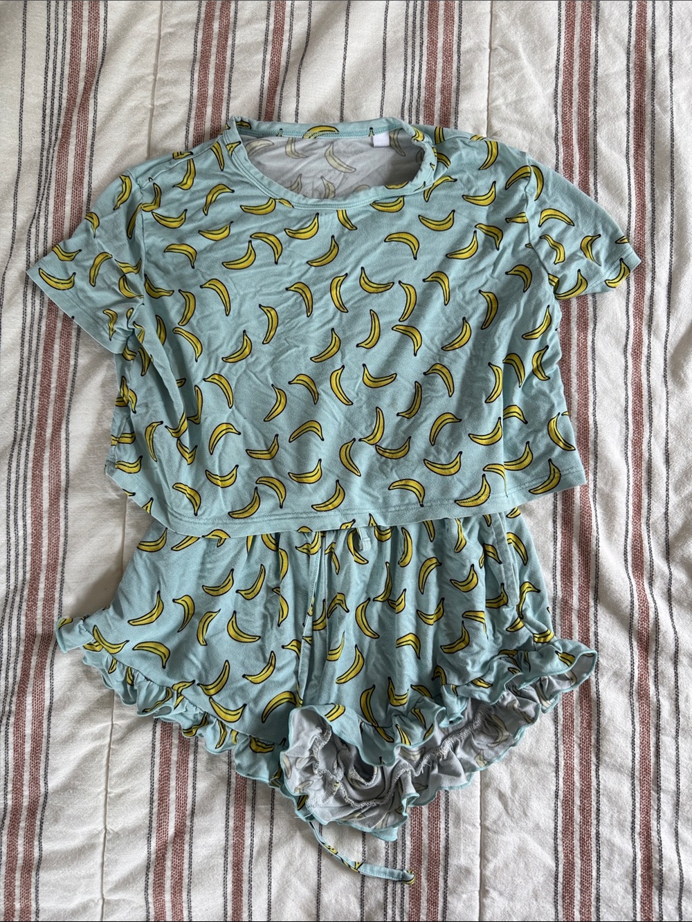 Silks designs Kids Light Blue Banana Print Pajama Set